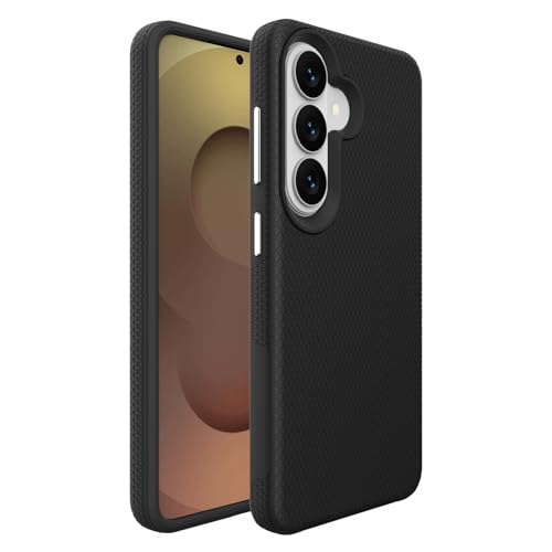 Image of NOXO Ultra-Hybrid Triangle Back Case Cover for Samsung Galaxy S26 Plus | Shockproof Design | Camera Protection | Soft TPU & Rugged PC | Bumper Cases and Covers (Coal Black)