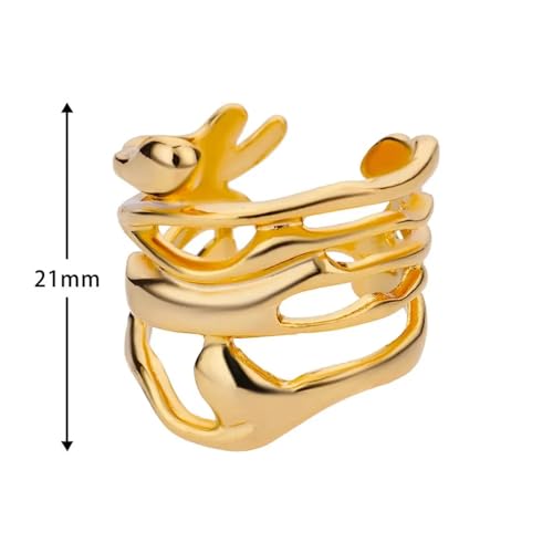 Anneaux ring bague large légère évidée pour doigts sensibles - 4