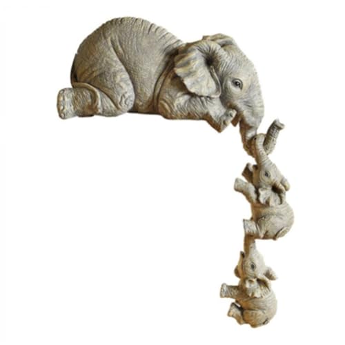 Estátua de Elefante, Prateleira Decorativa de Resina para Mãe, babá, Estatueta de Dois Bebês para De