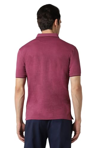 Image of Peter England Men's Premium Branded Regular Fit Half Sleeve Polo T-Shirt | Cotton Rich | Birds Eye Interlock Weave| No Pocket