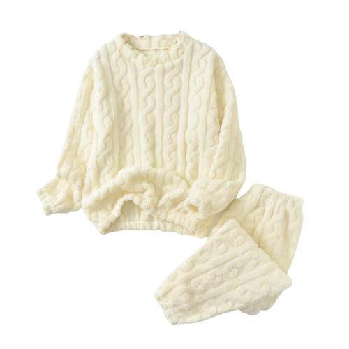 Generico Pigiama Donna Invernale Pile Pigiami Caldo Felpato Abbigliamento da Casa Sciolto Casual Morbido e Confortevole Tuta Pile Felpa e Pantaloni Pigiama Set Casa Cotone Idee Regalo Donne