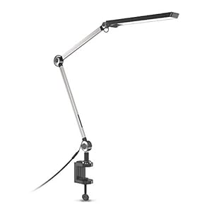 B.K.Licht I Klemlamp I dimbaar I bureau lamp met CCT I zwart zilver I bureulamp I LED I aan/uit schakelaar I klemlampen I dimbare tafellamp I desk lamp I 880 lumen I 9W LED bureaulampen