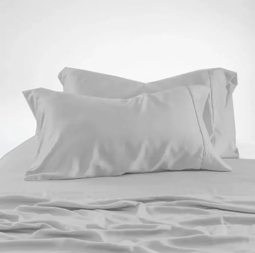 Queen Size Sheet Set - 4 Piece Ultra Soft Bed Sheets with Deep Pockets, Secure Fit Elastic Queen Sheets, Wrinkle Free Breathable Bedding & Pillowcase Set, Light Grey