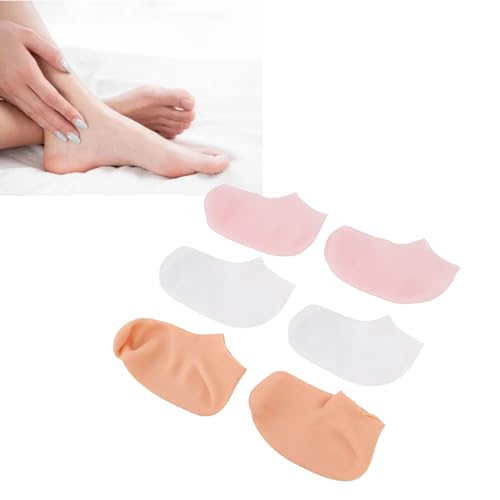 TYTOGE 3 Pairs Silicone Moisturizing Socks Slip Soft Breathable Reusable Silicone Feet Socks for Dry Cracked Skin