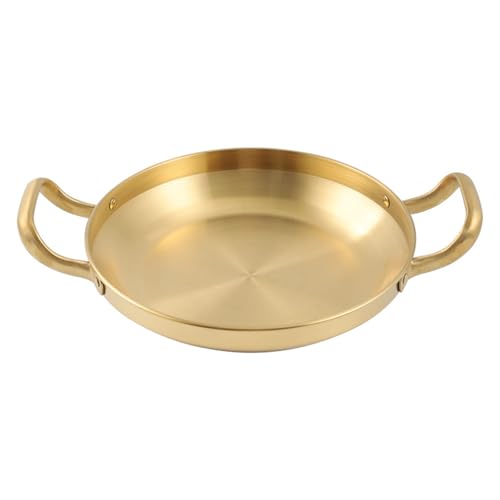 ZGFHLI Paellera Española, Olla Antiadherente De Acero Inoxidable Plato De Bocadillos De Mariscos con Manijas Remachadas para Restaurante En Casa En La Cocina,Oro,L