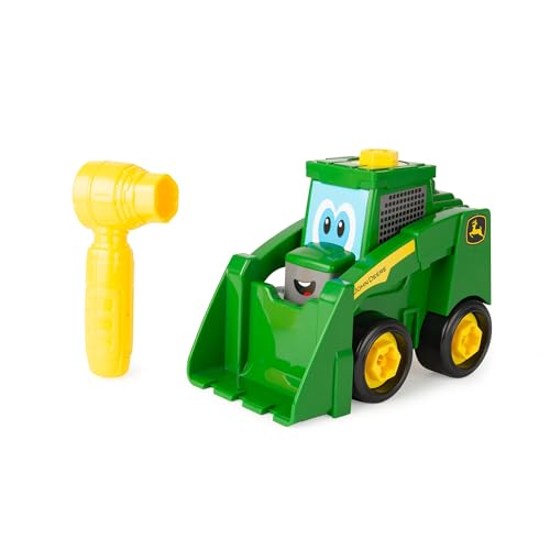 BUILD-A-BUDDY Take Apart Toys - John Deere Skid Steer - Includes Kids Ratchet Tool - 2-in-1 Toddler Building Toys with Free Rolling Wheels - 13 Pieces - Ages 18 Months and Up