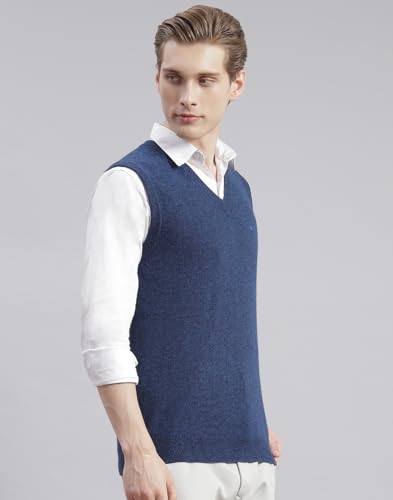 Image of Monte Carlo Off White Solid V Neck Sweater | Warm Woolen Pullover for Men | Soft Comfortable Knitted Winter Wear Sweater for Men's