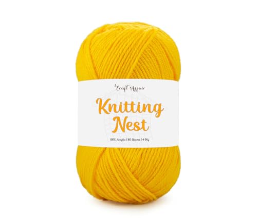Image of Craft Affair | Knitting Nest Acrylic Yarn (200 Meter, 100 Grams, 2mm) / Woolen Yarn /Acrylic Yarn for Knitting and Crocheting- Mango Yellow