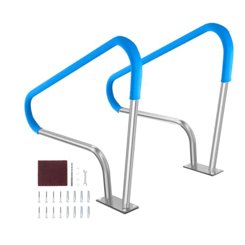 VEVOR Rampe Piscine, 1220x905 mm, Main Courante Piscine Acier Inoxydable avec Plaque de Base, 2PCS Barre d'Appui Sécurité Antirouille, Accessoires, pour...