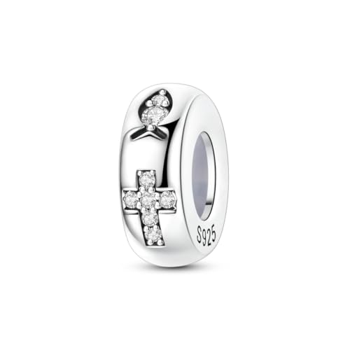 Cross Charm Fit for Pandora Bracelet 925 Sterling Silver Charms for Women Bracelets Hypoallergenic Original Bead Gift for Her