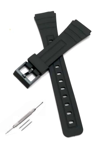 Image of 18mm Silicon Rubber Black Watch Band Strap Fits F91W F-91W F-91 F-105 F-91w Silver Buckle