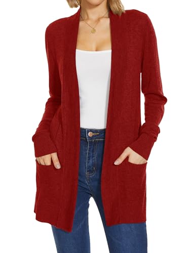 Image of Spicy Sandia Women's Basic Open Front Long Cardigan Sweaters with Pockets