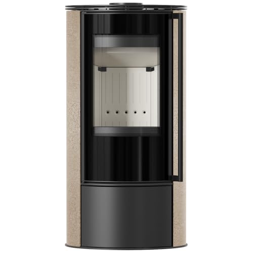 KRATKI Kaminofen Ø 150 5,5 kW Erik dekorative Keramiken Gold Satin Stahlofen Schwedenofen Energieklasse A