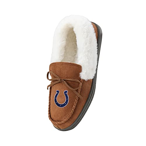 Image of FOCO Womens NFL Team Logo Tan Moccasin Slippers