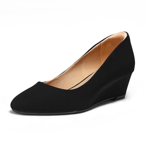 mysoft Women's Wedge Pumps Low Heel Closed Toe 2in Dress Shoes