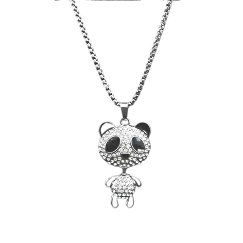 Collier Panda Argent 925 Anti-Allergie, Médaillon Mobile Durable
