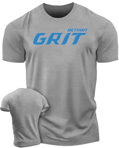 Generic Detroit Grit T-Shirt for Men Athletic Running Gym Workout Short Sleeve Shirt (LRG Grit Grey) Large