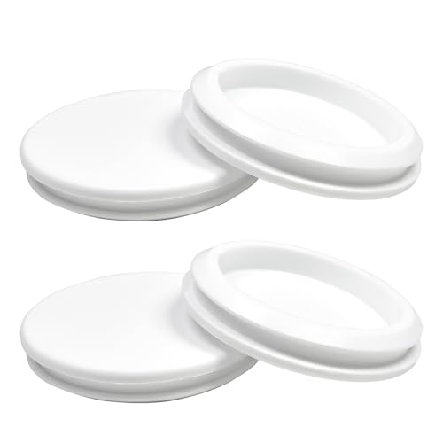 Image of 4 Pcs 65 mm Silicone Rubber Plugs Snap in Locking Hole Plugs for 65 mm (2-9 /16 inch) Round Holes, Flush Type Rubber Stoppers, Flexible Tube Pipe End Caps Covers, Waterproof Sealing Plugs, White