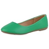 ballerina grunland  VAN HILL Damen Klassische Ballerinas Leder-Optik Schuhe Flache Leder-Optik Slippers Freizeit Slip Ons Schlupfschuhe 211187 Grün 39