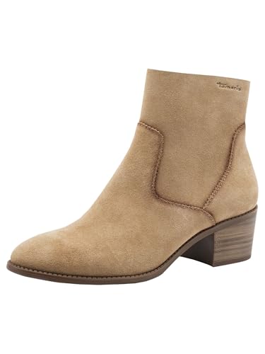 Tamaris Damen Boot Heel 1-25329-45, Botas Cortas al Tobillo Mujer, Beige, 39 EU