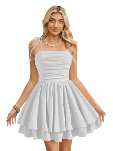 WDIRARA Women's Tie Shoulder Ruched Sleeveless Shirred...