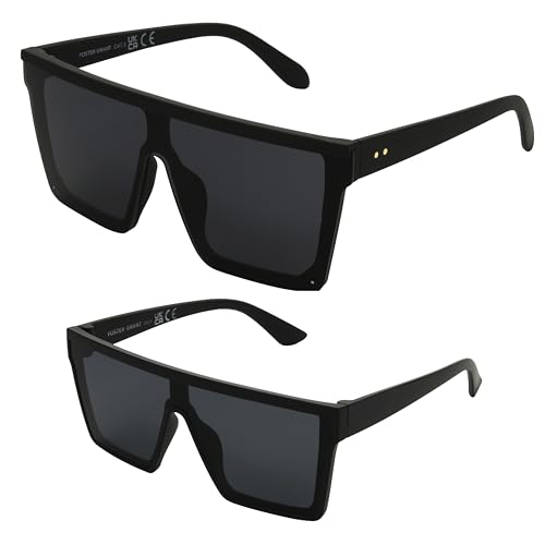 Foster Grant Women's Flattop Mommy & Me Insta Worthy Sunglasses, Matte Black, 144mm, 124mm