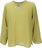 GURU SHOP Yoga Hemd, Goa Hemd, Leichtes Freizeithemd, Schlupfhemd - Lemon, Herren, Baumwolle, Size:XXL