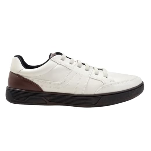 Sapatênis Masculino Conforto Macio Slip On Calçar Casual 18040 Off White Capuccino (Off White/Capuccino, BR, Adulto, Numérico, 44)