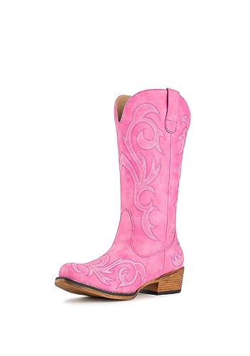 Image of IUV Cowboy Boots For Women Mid Calf Cowgirl Boots Pointy Toe Western Boot