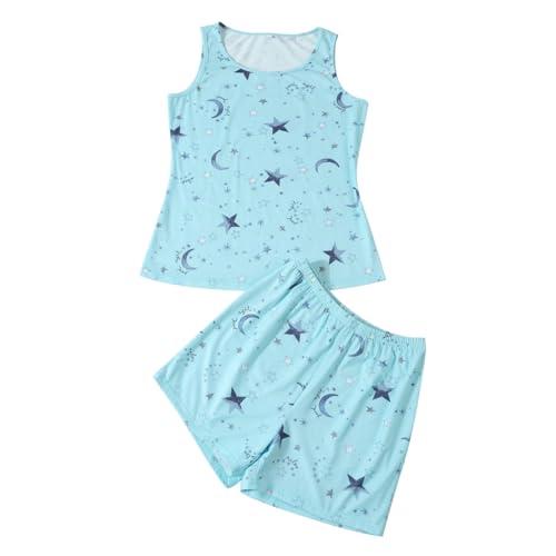 Ensemble pyjama short imprimé et gilet col rond léger vêtements d'été stylés pour la maison