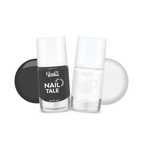 Image of Glam21 Nail Tale- Nail Lacquer|Multicolor|Quick Drying Nail Polish| Glossy Gel Finish Nail Kit | Highly Pigmented & Long Lasting | Chip Resistance|9ml Each| Pack Of 2 (Shade-20-32)
