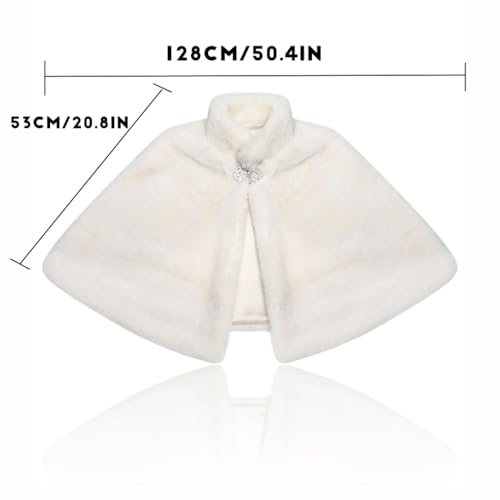 Women's Faux Fur Shawl Wraps for Wedding, Bridal Stole, Coat Cape and Scarf for Bride and Bridesmaids2