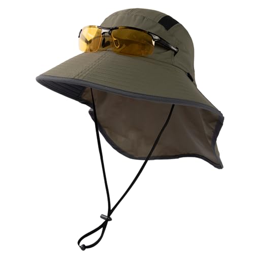 Image of TOP-EX Wide Brim Sun Hat for Men Women with Neck Flap & Sunglass Lock | UPF 50+ protection waterproof packable windproof chin strap for fishing hiking safari travel outdoor work