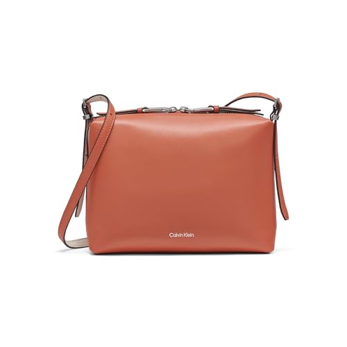 Calvin Klein Lowen Top Zip Crossbody, Chili Spice/White, One Size