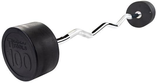 Body-Solid (SBZ100) Rubber Coated Fixed Weights Straight Barbell Bar for Weightlifting Exercise Bodybuilding Strength Training, 100lb (Midnight Black)