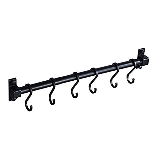 YAN&WEI Wall Mounted Pot Rack, Raum Aluminium Pan Küche Utensils Hanger Organizer Hanging Utensil Halter Rack (Schwarz),50X4x7cm Cover