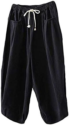 Mordenmiss Women's Baggy Drawstring Pants Wide Leg Pants Casual Elastic Waist Trousers Black XL