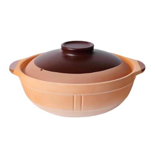 Cazuela De Terracota Cacerola De Cerámica con Tapa Olla Caliente De Barro Placa Vitroceramica Olla De Sopa De Cocina Cazuela De Barro con Cubierta Arcilla Porcelana(2.3L)
