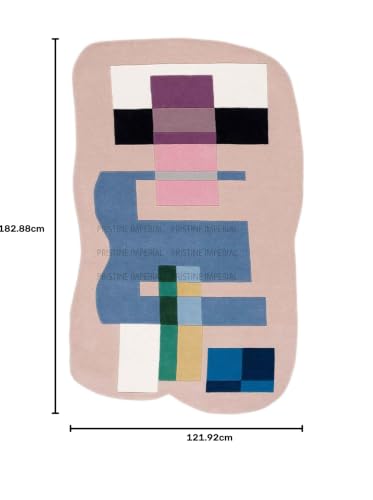 Image of Hand Tufted Irregular Unshaped Designer Woolen Carpets for Living Room Bedroom and Hall Size 4x6 Feet (120x180 cm) Color A2 Soft Pink & Multi