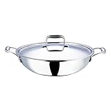 Vinod Cookware Food Grade 4.5 Litre Induction Friendly Platinum (TRI PLY) 18/8 Stainless Steel Kadai...