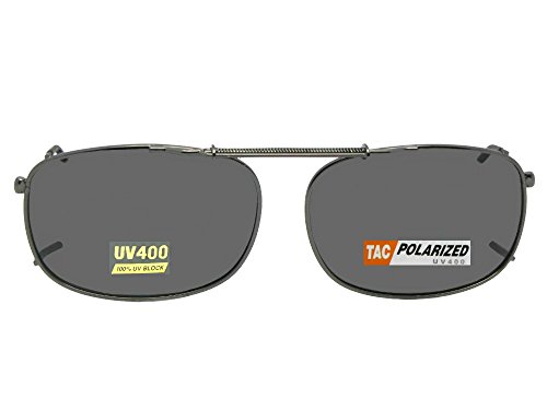Rectangle Polarized Clip-on Sunglasses (Pewter-Gray Polarized Lens, 60mm Width x 45mm Height)