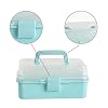 WINDAWNKE 3 Layers Blue Craft Art Box, Plastic Portable Tackle Box, Sewing Organizer for Crafts, Sewing Supplies, Jewelry and Tools #2
