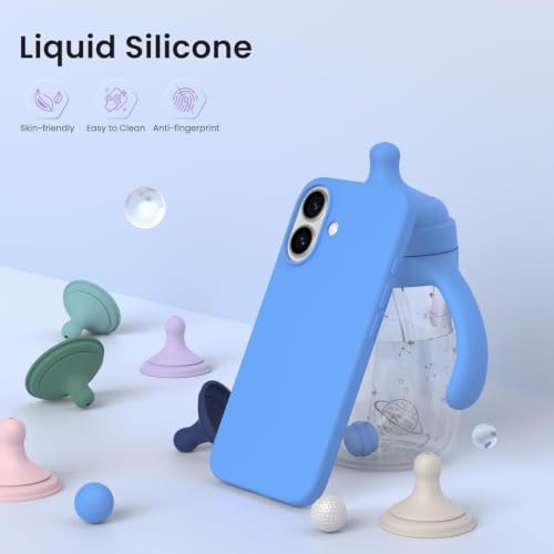 Image of DIZORO Compatible with iPhone 17 Case 6.3, Slim Liquid Silicone 3 Layers Full Covered Soft Gel Rubber Phone Cases Protective Back Cover 6.3 Inch - Azure Blue