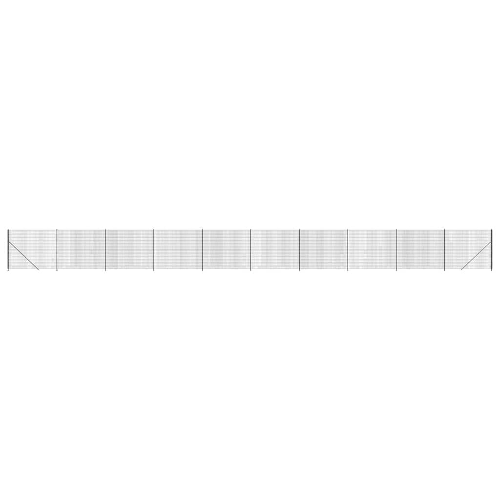 Anthracite Wire Mesh Fence with Flange 1.6x25 m Galvanised Steel PVC Coated Security Garden Fence for Property Boundary Animal Enclosure Heavy Duty Durable Outdoor Barrier
