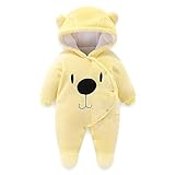 minizone bambino pagliaccetto con cappuccio flanella jumpsuit tute da neve con piedi inverno tutina,3-6 mesi