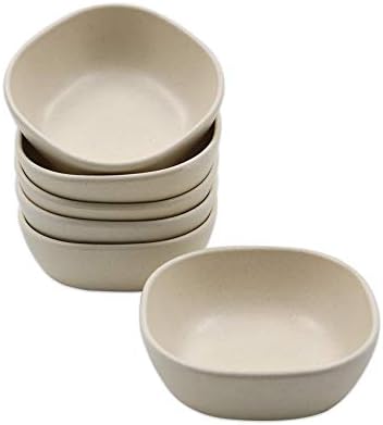 6PCS 4.5 OZ Small Dessert Bowls, 3.7 x 3.7 x 1.2 In Stacked Pinch Bowls, Wheat Straw Mini Prep Bowls, Unbreakable Dipping Saucers for Side Dishes, Seasoning, Snack, Appetizer (Beige)
