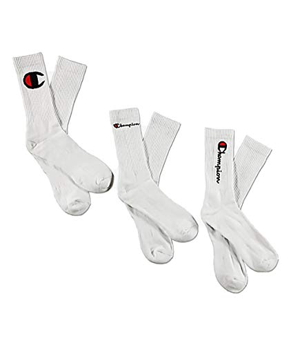 Champion mens Core Essential Crew Sock, 3-pair Casual Sock, White, 6 12 US