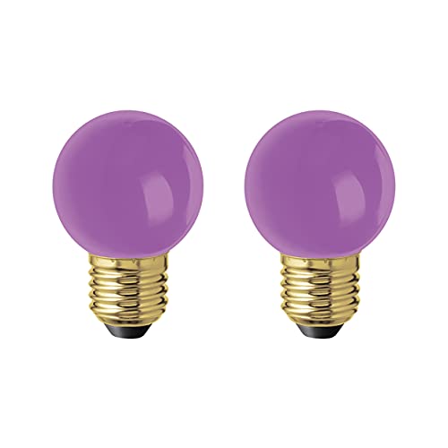 AMARCORDS - 2 Led Bulbs Waterproof Outdoor, Warm Light 2700K, Lilac Glass Guy Globe, E27, 1W