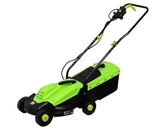 BASS POLSKA Cortacésped eléctrico Potencia 1200 W Velocidad 3500 RPM Ancho de Trabajo 330 mm Contenedor de Hierba 35l Ajustable Tres Niveles Altura de Corte Reversible Cover