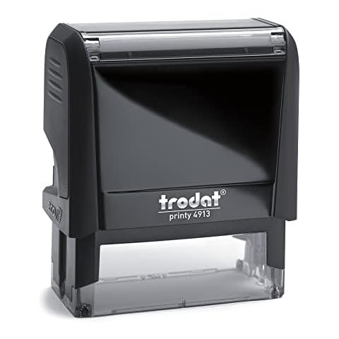 Trodat Printy 4913 - Gehäusefarbe eco schwarz - mit Wunschtext personalisierbarer Namensstempel, Adressstempel oder Firmenstempel - 58x22 mm - 6 Zeilen - Lieferzeit 24-48 h Cover